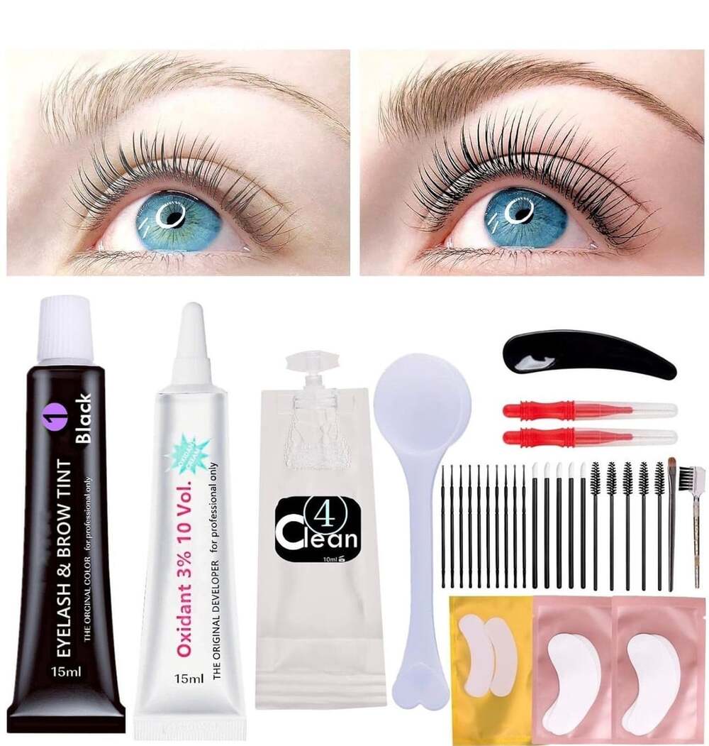 Eyelash dye Kit Black at Home, Eyebrow Lash T-in-t Lasting Black Color 8 Weeks
